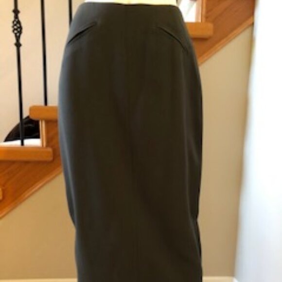 JAX Vintage Pure 100% Virgin Wool Lined Hi Waisted Maxi Skirt Grey Size 8 - Picture 2 of 5